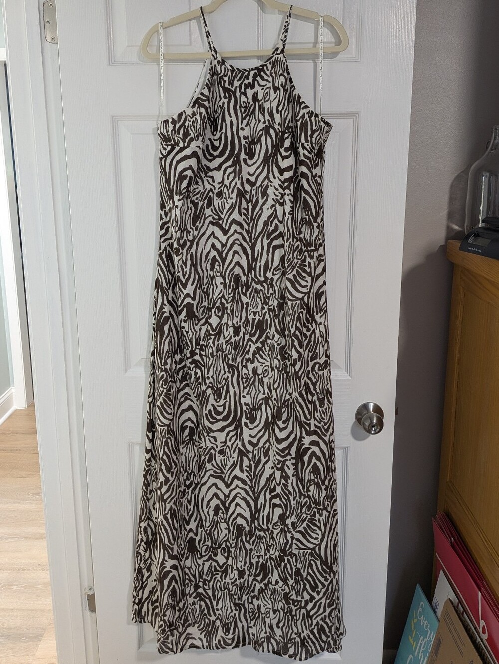 Lilly Pulitzer Angel Brown and White Zebra-Print Maxi Dress M